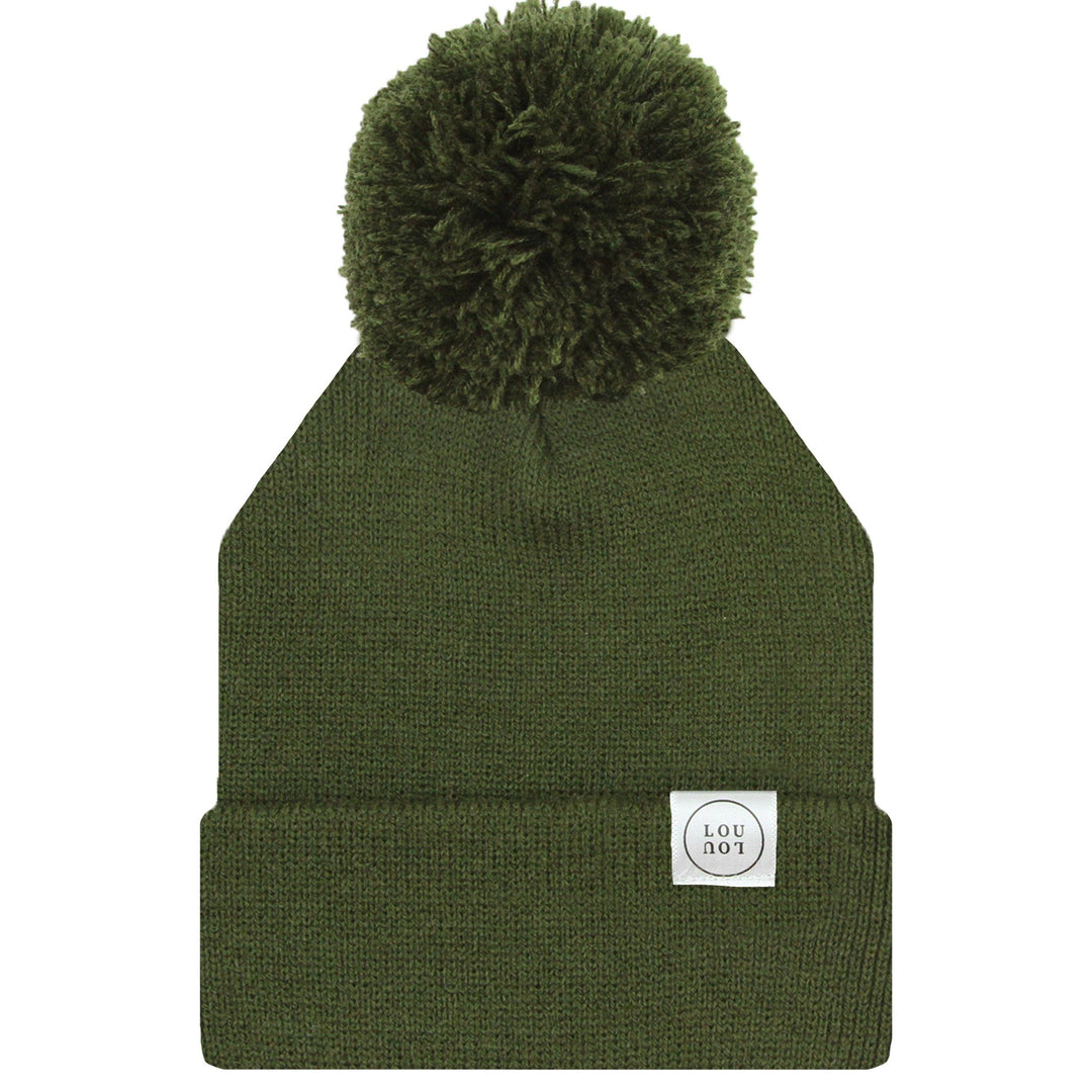 Beanie with Pom - Olive Green