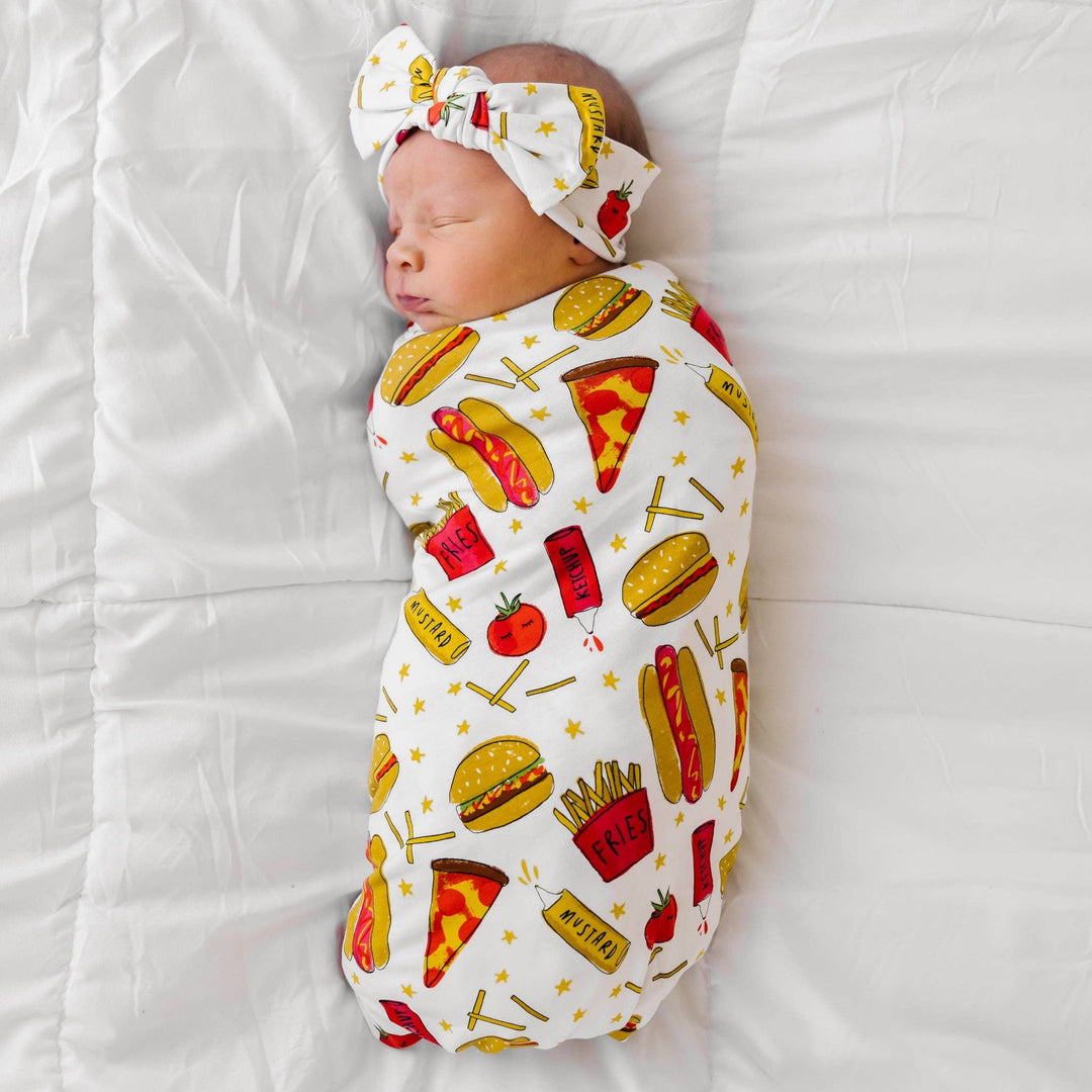 Fast Foodie Bamboo Viscose Swaddle + Headband Set