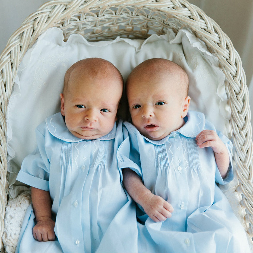 Boys Embroidered Collar Folded Daygown